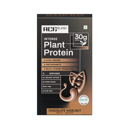 Ace Blend Intense 30G Plant Protein, Muscle Growth, No Added Sugar, Chocolate Hazelnut (5 Servings)
