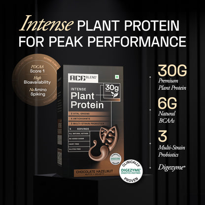 Ace Blend Intense 30G Plant Protein, Muscle Growth, No Added Sugar, Chocolate Hazelnut (5 Servings)