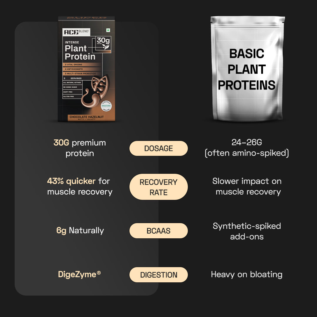 Ace Blend Intense 30G Plant Protein, Muscle Growth, No Added Sugar, Chocolate Hazelnut (5 Servings)