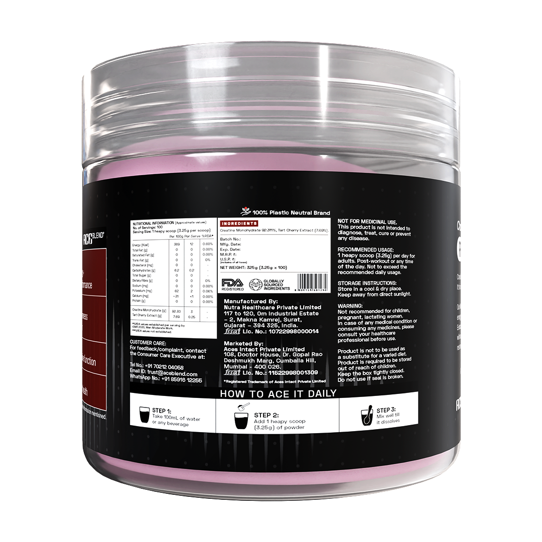 Ace Blend Rise Creatine Monohydrate, Ultra-Fine & Fast Absorbing, Recovery Support | 100 g