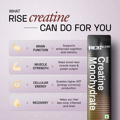 Ace Blend Rise Creatine Monohydrate, Ultra-Fine & Fast Absorbing, Recovery Support (30 Servings)