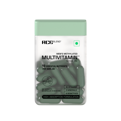 Ace Blend Methylated Multivitamin for Men, Supports Immunity, Focus & Heart Health (60 Capsules)