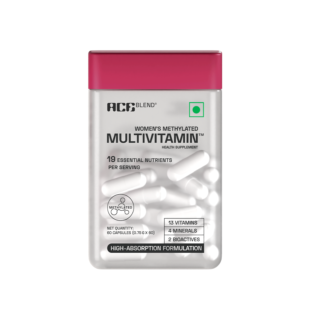 Ace Blend Methylated Multivitamin for Women, Supports Immunity, Focus & Heart Health (60 Capsules)