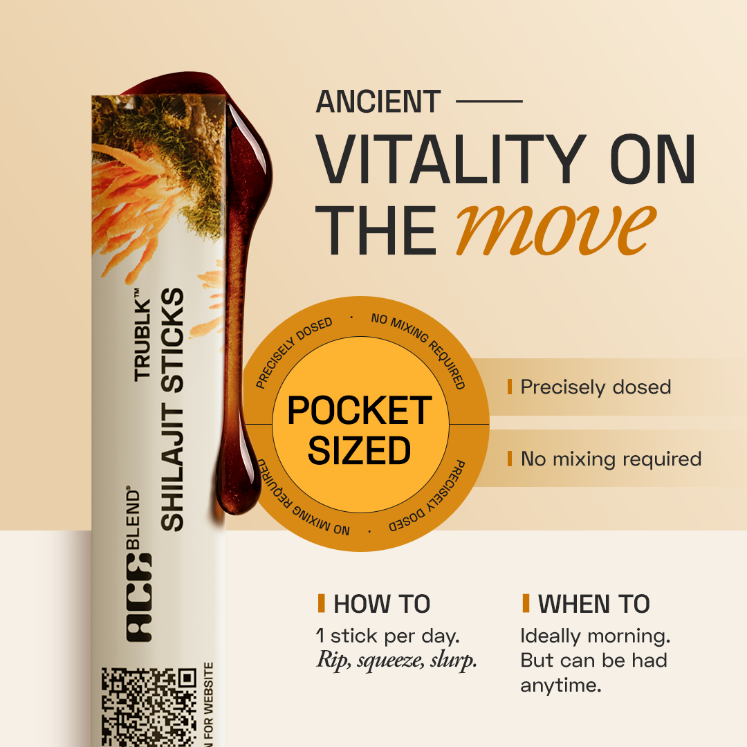Ace Blend TRUBLK Shilajit Sticks, With Over 75% Fulvic Acid & 80+ Trace Minerals (30 Servings)