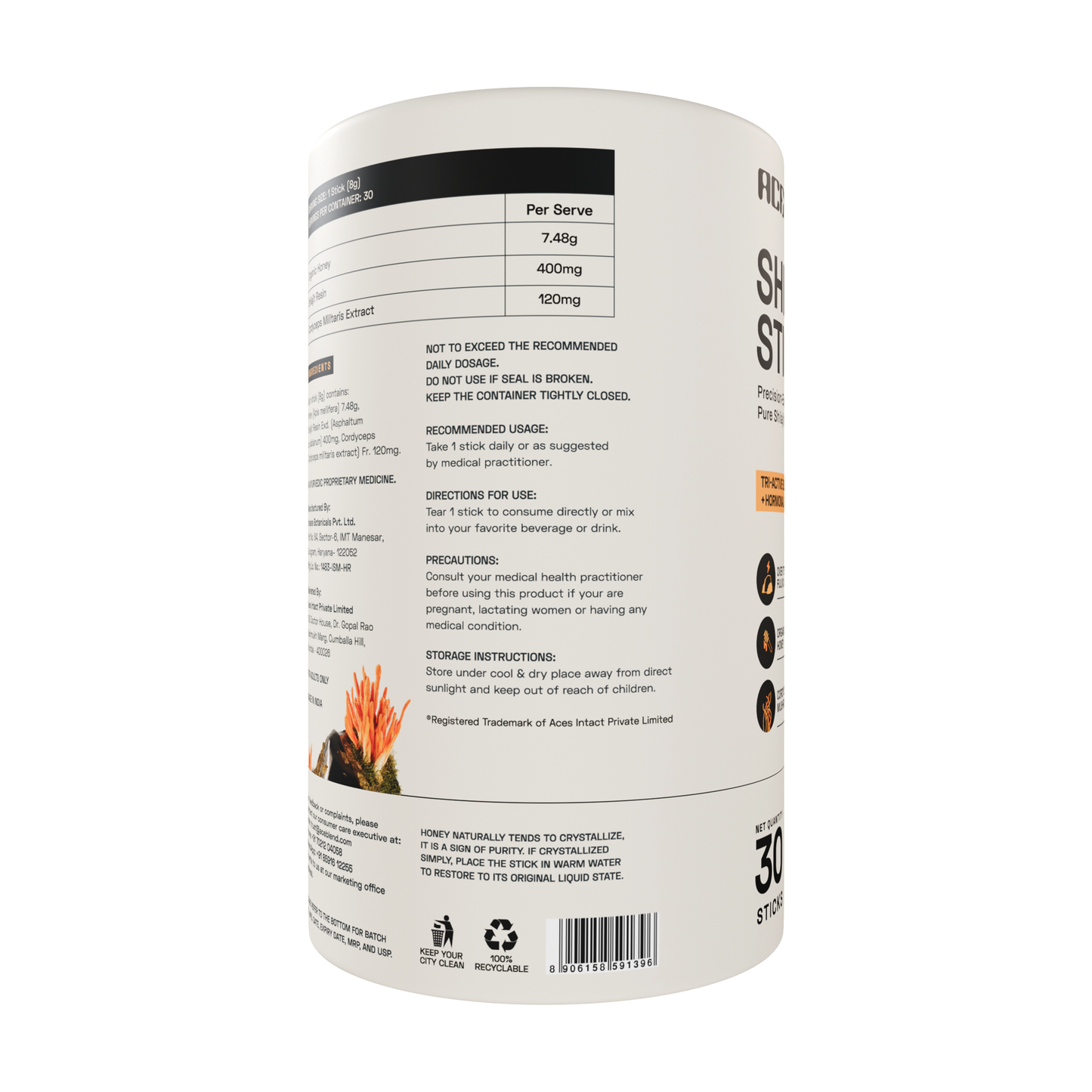 Ace Blend TRUBLK Shilajit Sticks, With Over 75% Fulvic Acid & 80+ Trace Minerals (30 Servings)