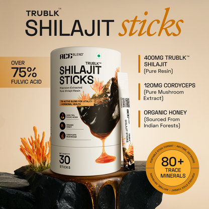 Ace Blend TRUBLK Shilajit Sticks, With Over 75% Fulvic Acid & 80+ Trace Minerals (30 Servings)