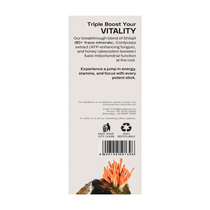 Ace Blend TRUBLK Shilajit Sticks, With Over 75% Fulvic Acid & 80+ Trace Minerals (5 Servings)