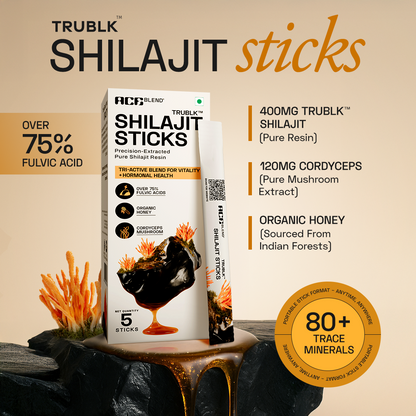 Ace Blend TRUBLK Shilajit Sticks, With Over 75% Fulvic Acid & 80+ Trace Minerals (5 Servings)