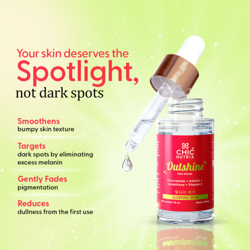 Fast&Up Outshine Korean Face Serum – Fades Dark Spots & Brightens Skin with Glutathione, Niacinamide & Vitamin C
