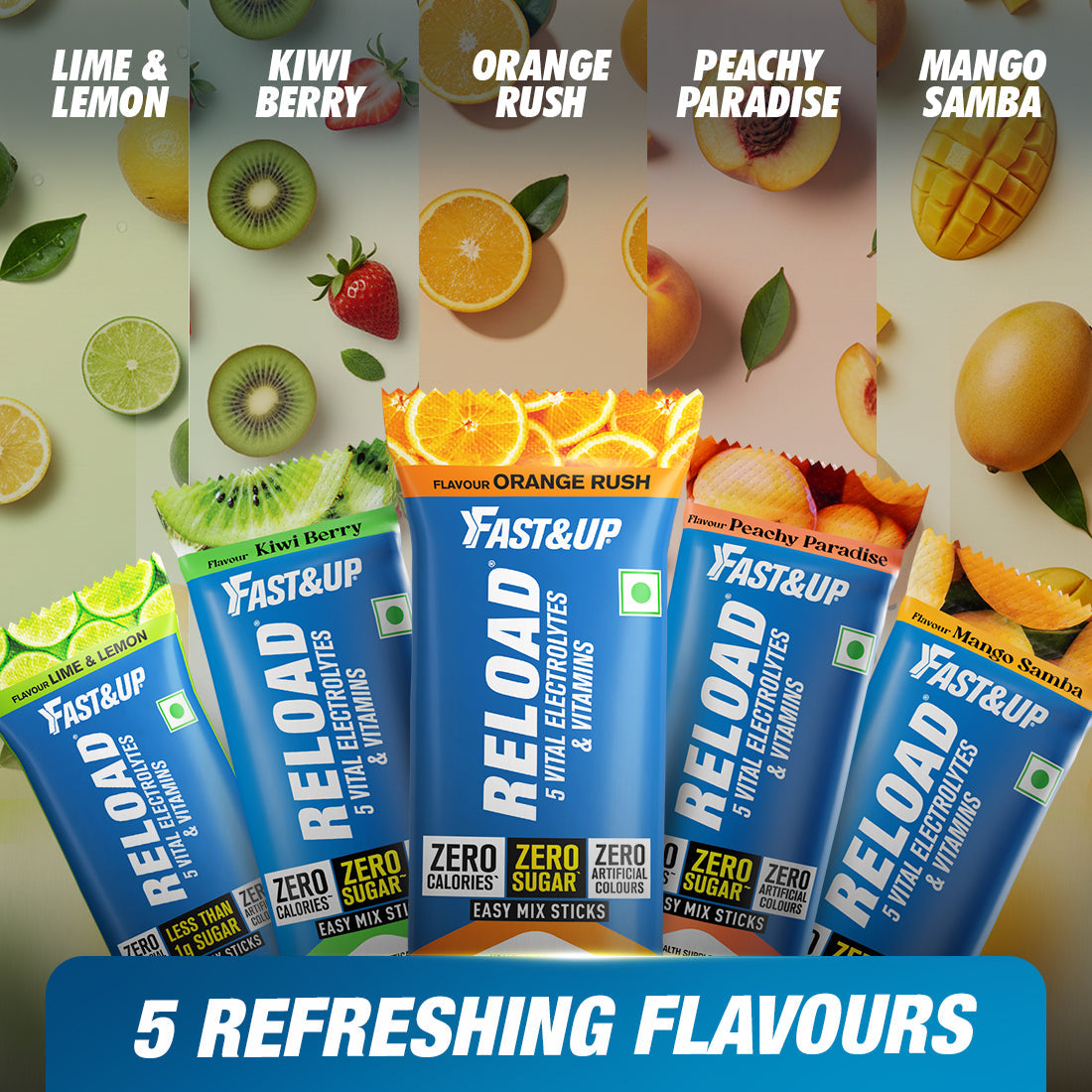 Fast&Up Reload Zero Sugar Instant Hydration Sticks- Kiwi Berry