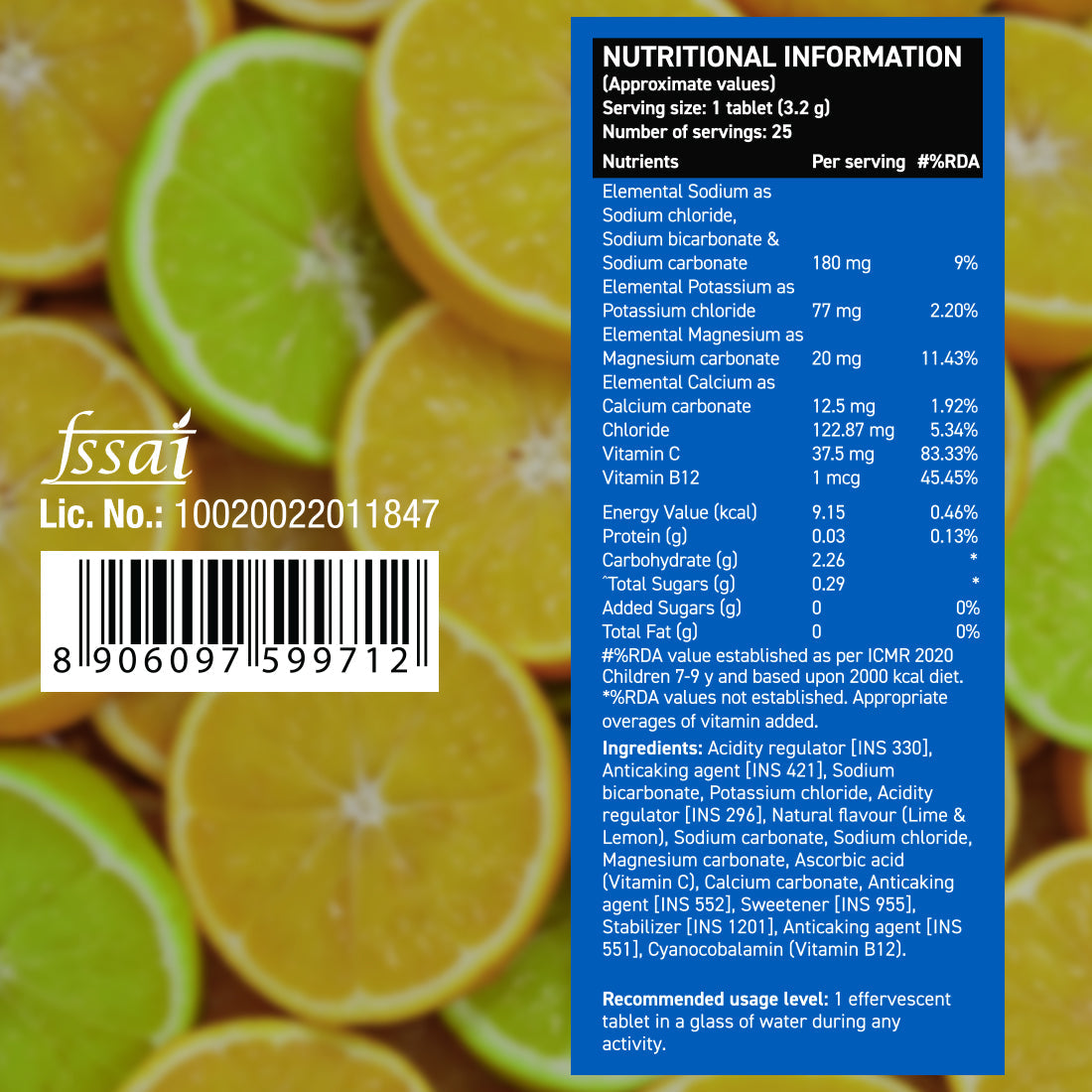 Fast&Up Reload Zero Instant Hydration Drink - Lime and Lemon