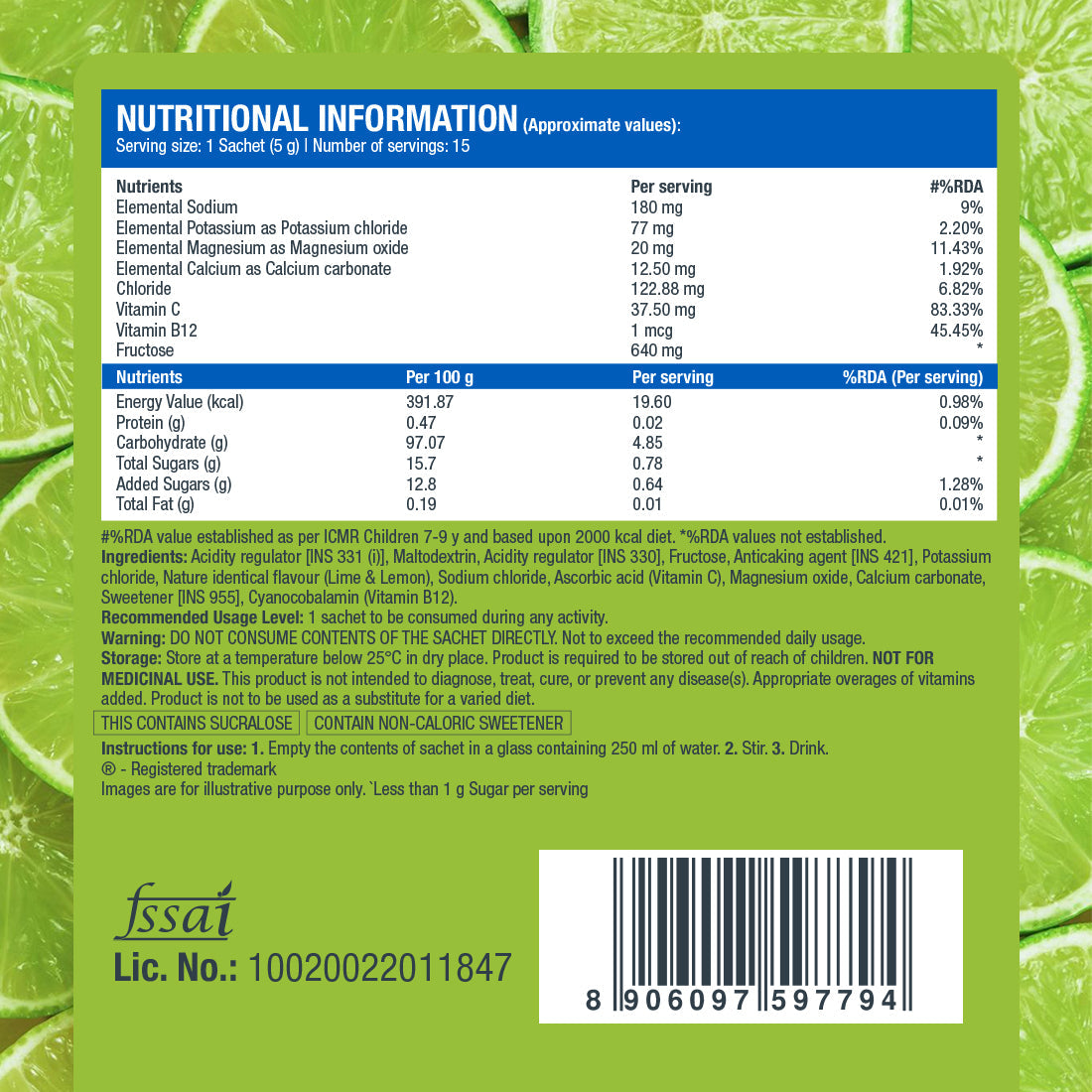Fast&Up Reload - Low Sugar Instant Hydration Sticks - Lime & Lemon