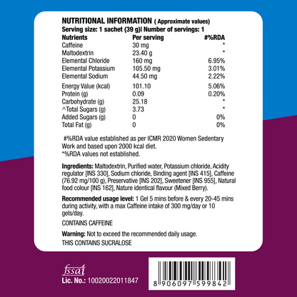 Fast&Up Energy Gel - Caffeinated - Mixed Berry