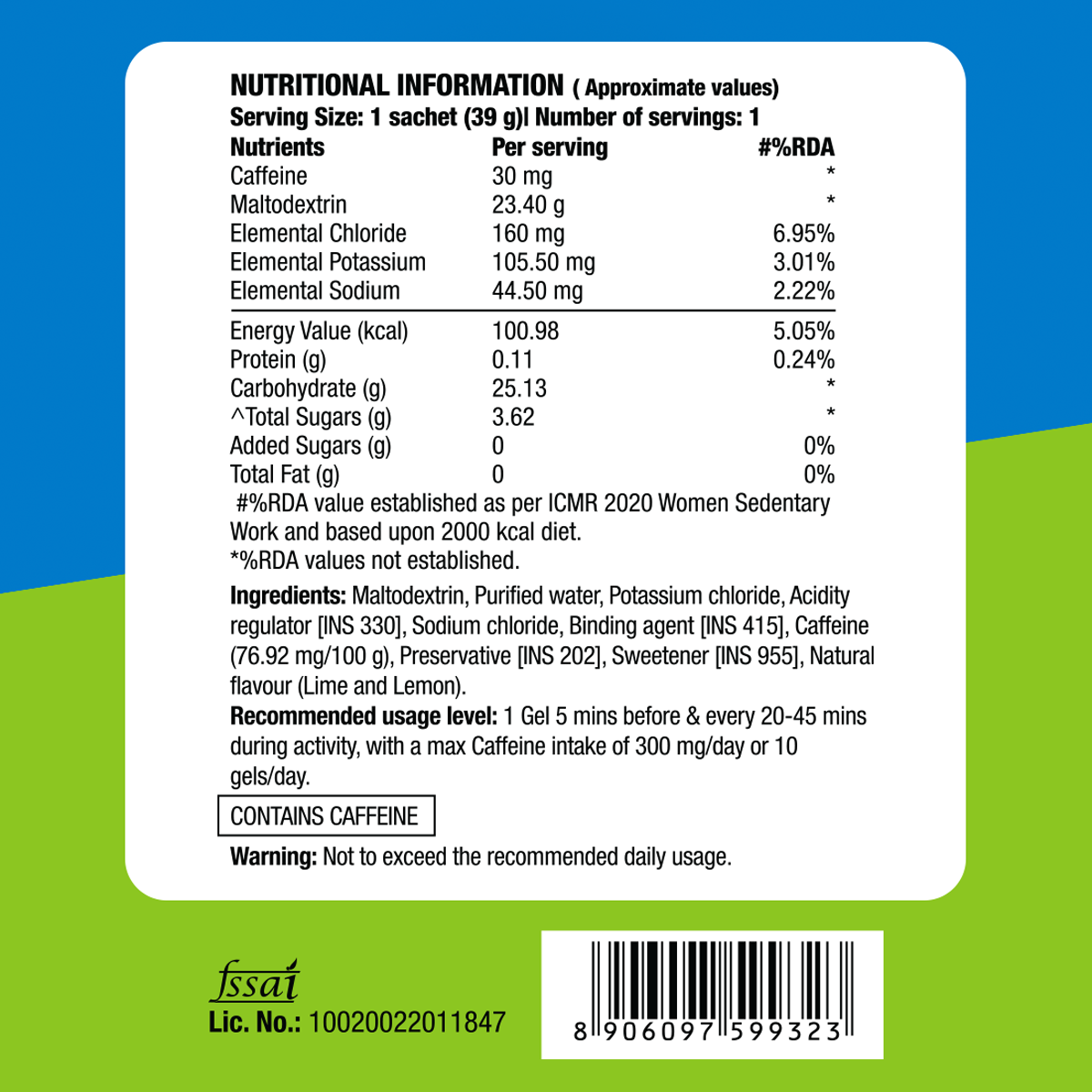 Fast&Up Energy Gel Caffeinated - Lime and Lemon