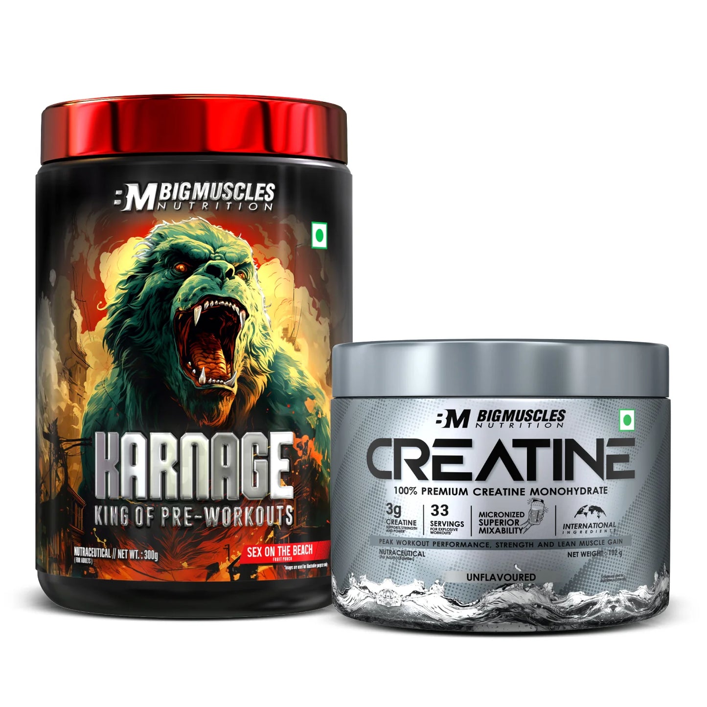 Big Muscles Karnage 60 servings + Creatine 102g