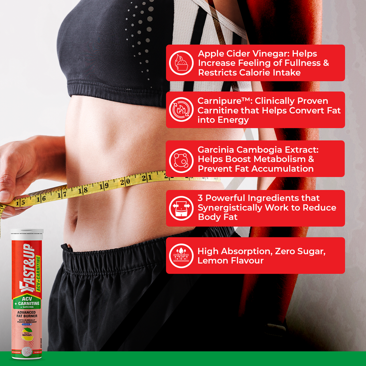 Fast&Up ACV + Carnitine + Garcinia for Weight Loss - Lemon