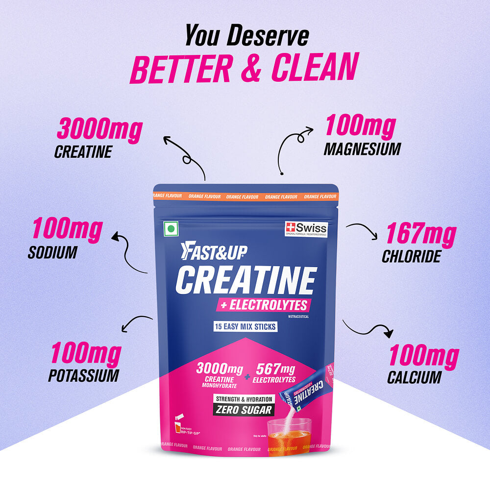 Fast&Up Creatine + Electrolytes - 2x Power - Orange Flavour