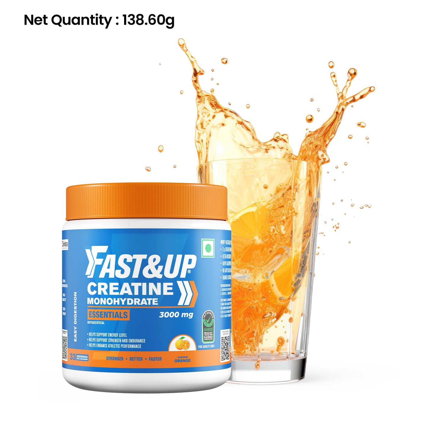 Fast&Up Creatine Monohydrate Essentials - Orange Flavour