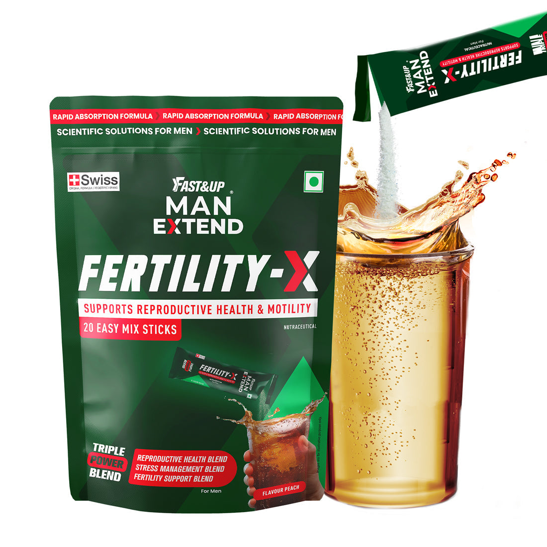 Fast&Up Man Extend Fertility-X : Advanced Male Fertilty and Reproductive Health -  Peach