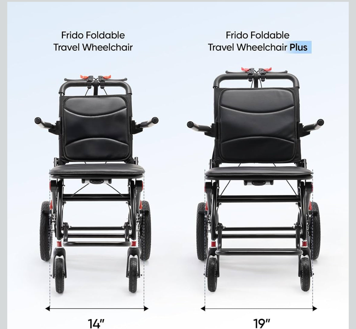 Frido Travel Plus Foldable Wheelchair with Lightweight 10.5 kg Durable Frame, Designed for Easy Portability and Comfort | Ideal for Seniors, Patients and Travel Use | Compact and Easy to Store