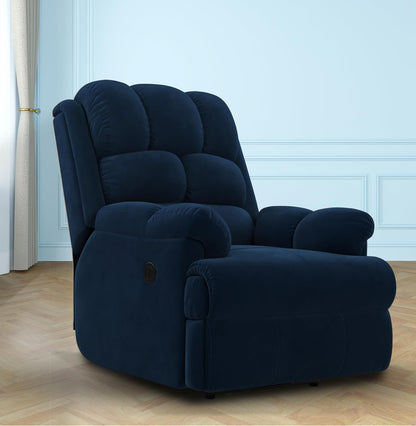 The Sleep Company Luxe Motorised 1-Seater Recliner Sofa with Recline, Rock and Revolve Functions, Powered by Patented SmartGRID® Technology and German-Engineered Mechanism | Superior Seating Comfort | Blue | Free Installation Included