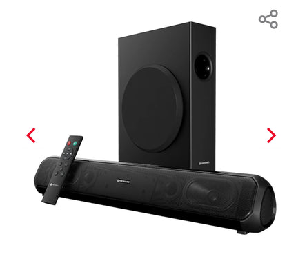 Portonics Pure Sound Pro X
Wired Subwoofer for Deep Bass | 2.1 Channel | 3 EQ Modes | Sleek Remote Control