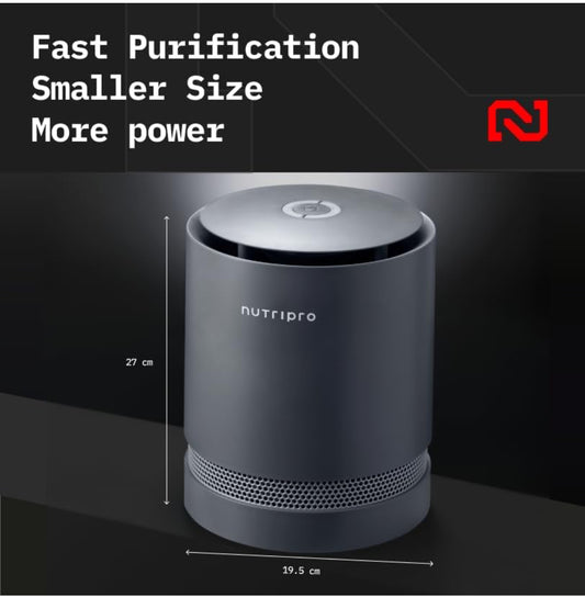 Nutripro Air Purifier for Home and Office with H13 HEPA and Activated Carbon Filters, Covers up to 300 sq. ft., Eliminates 99.99% of Pollutants, Dust, Smoke and Micro Allergens | Grey