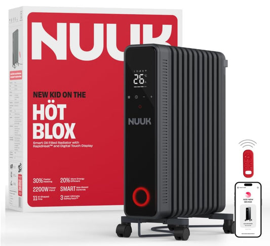 NUUK HÖT BLOX Smart Oil Filled Radiator Heater | 2200W Power | App & Remote Control | 4 Heating Modes | Fast & Energy-Efficient Home Heating