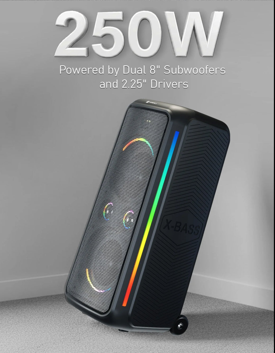 Portonics Iron Beats 5 Prime
Upto 6 Hours Playtime | Wireless Karaoke UHF Mic | Bass Boost Technology | Wheeled Party Speaker
