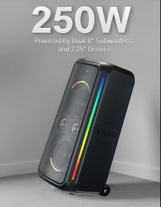Portonics Iron Beats 5 Prime
Upto 6 Hours Playtime | Wireless Karaoke UHF Mic | Bass Boost Technology | Wheeled Party Speaker