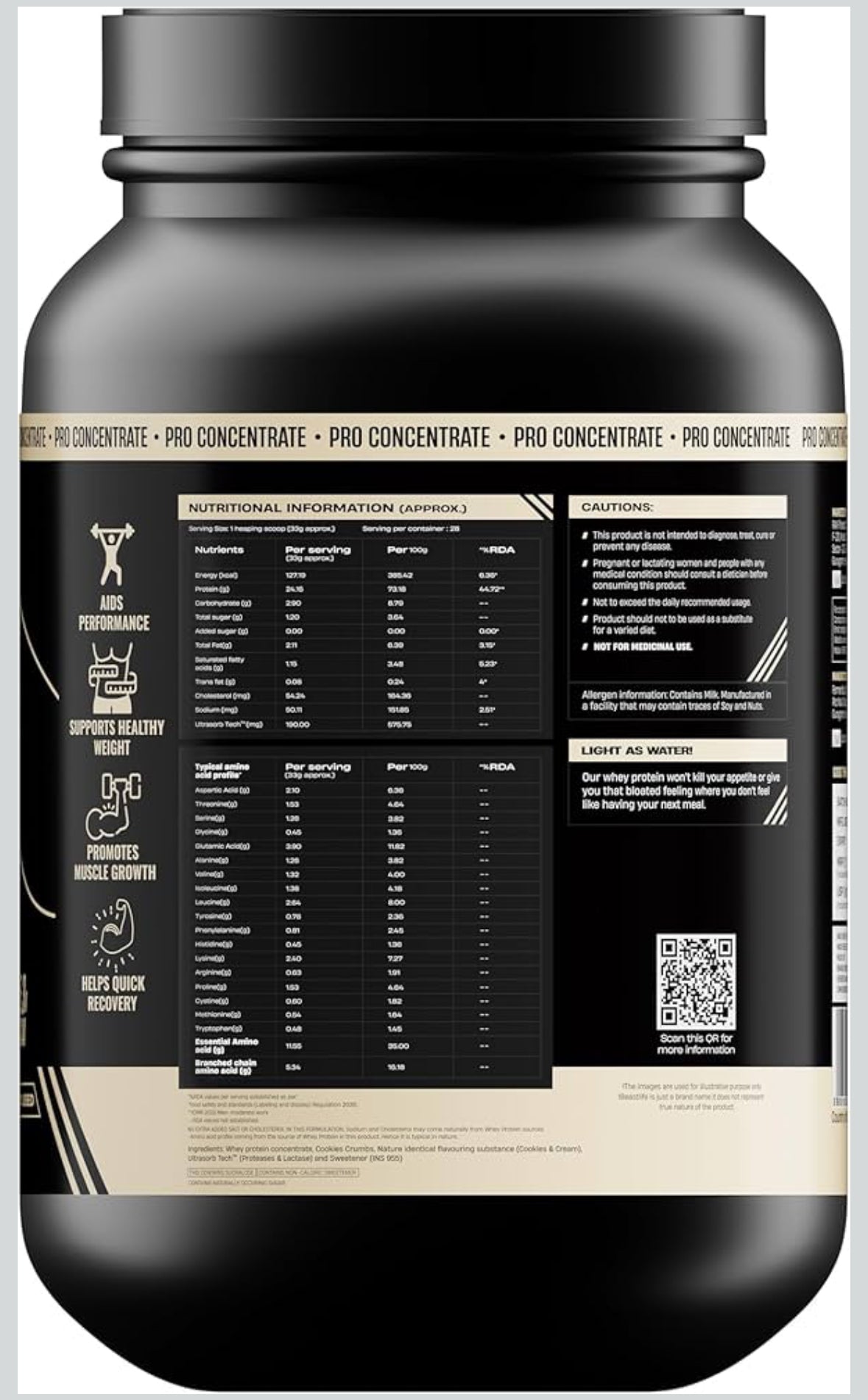 BeastLife Pro 100% Whey Protein Powder – Cookie & Cream (2 lbs) | 24g Protein & 5.3g BCAAs | Fast Absorption | Muscle Growth & Recovery | No Bloating | NABL Lab Certified