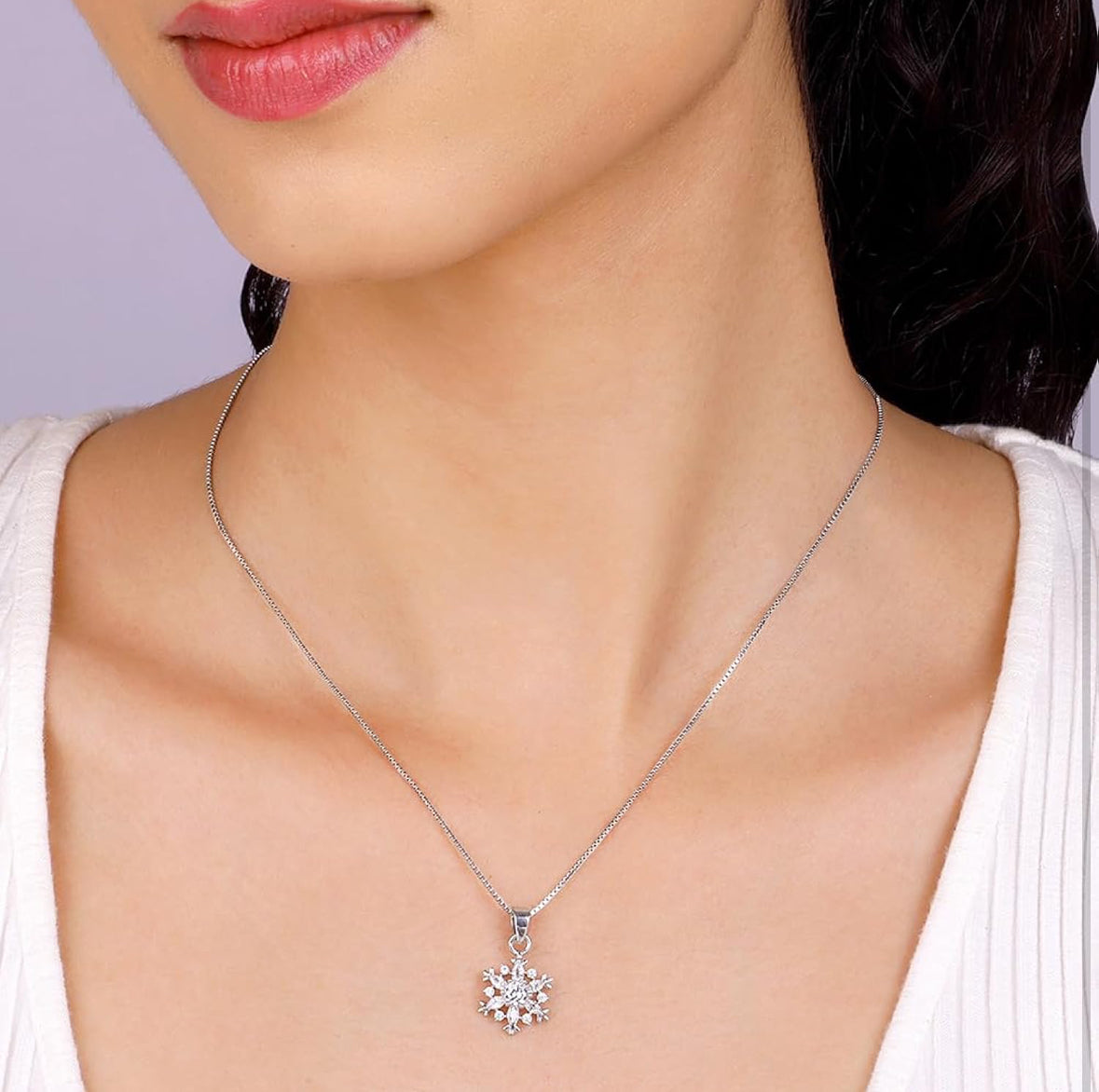 GIVA 925 Sterling Silver Snowflake Pendant Necklace (Box Chain) | Perfect Gift for Women & Girls | Includes Authenticity Certificate & 6-Month Warranty