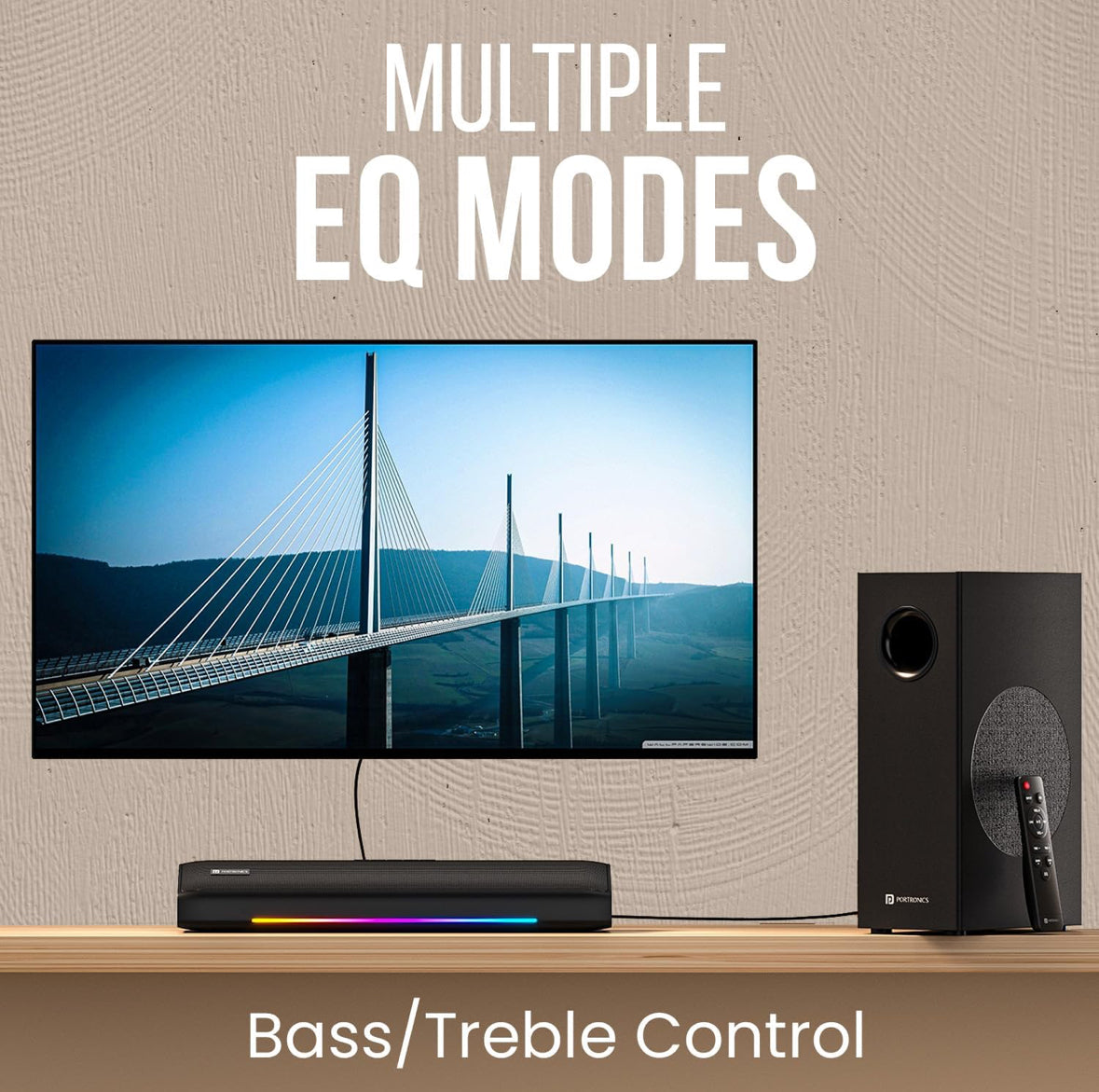 Portonics                                      Zuno- Deep Bass| Bluetooth Version 5.3 | Multiple EQ Mode | Sleek Remote Control