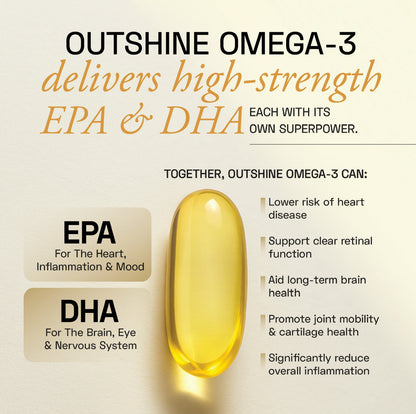 Ace Blend Outshine Omega 3 Fish Oil,1650 Mg with 743 EPA & 528 DHA, No Fishy Burps (60 Softgels)