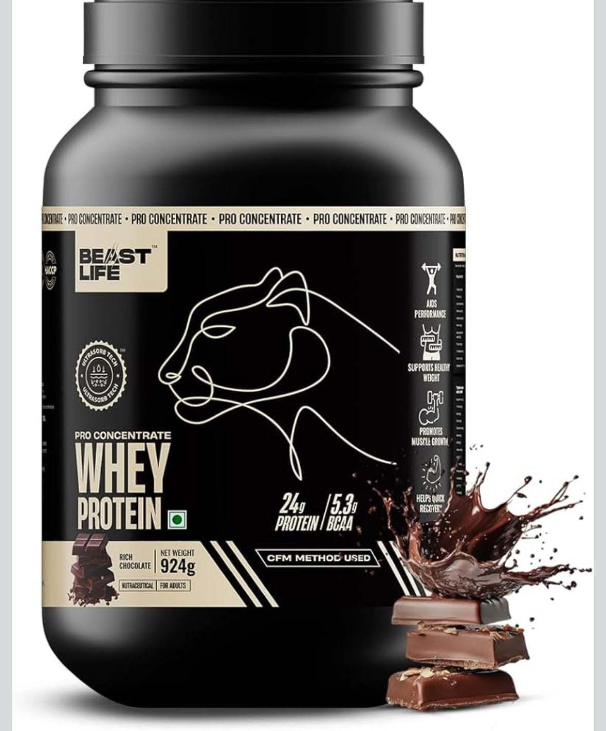 BeastLife Pro 100% Whey Protein Powder – Cookie & Cream (2 lbs) | 24g Protein & 5.3g BCAAs | Fast Absorption | Muscle Growth & Recovery | No Bloating | NABL Lab Certified