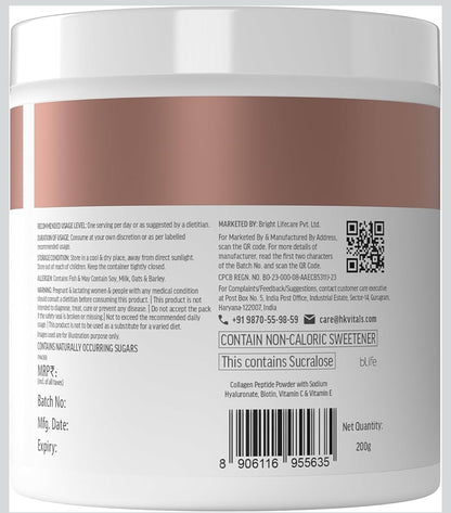 HK Vitals Skin Radiance Marine Collagen Supplement Powder | Collagen Peptides with Vitamins C & E | Supports Skin Glow & Elasticity | Orange Flavour