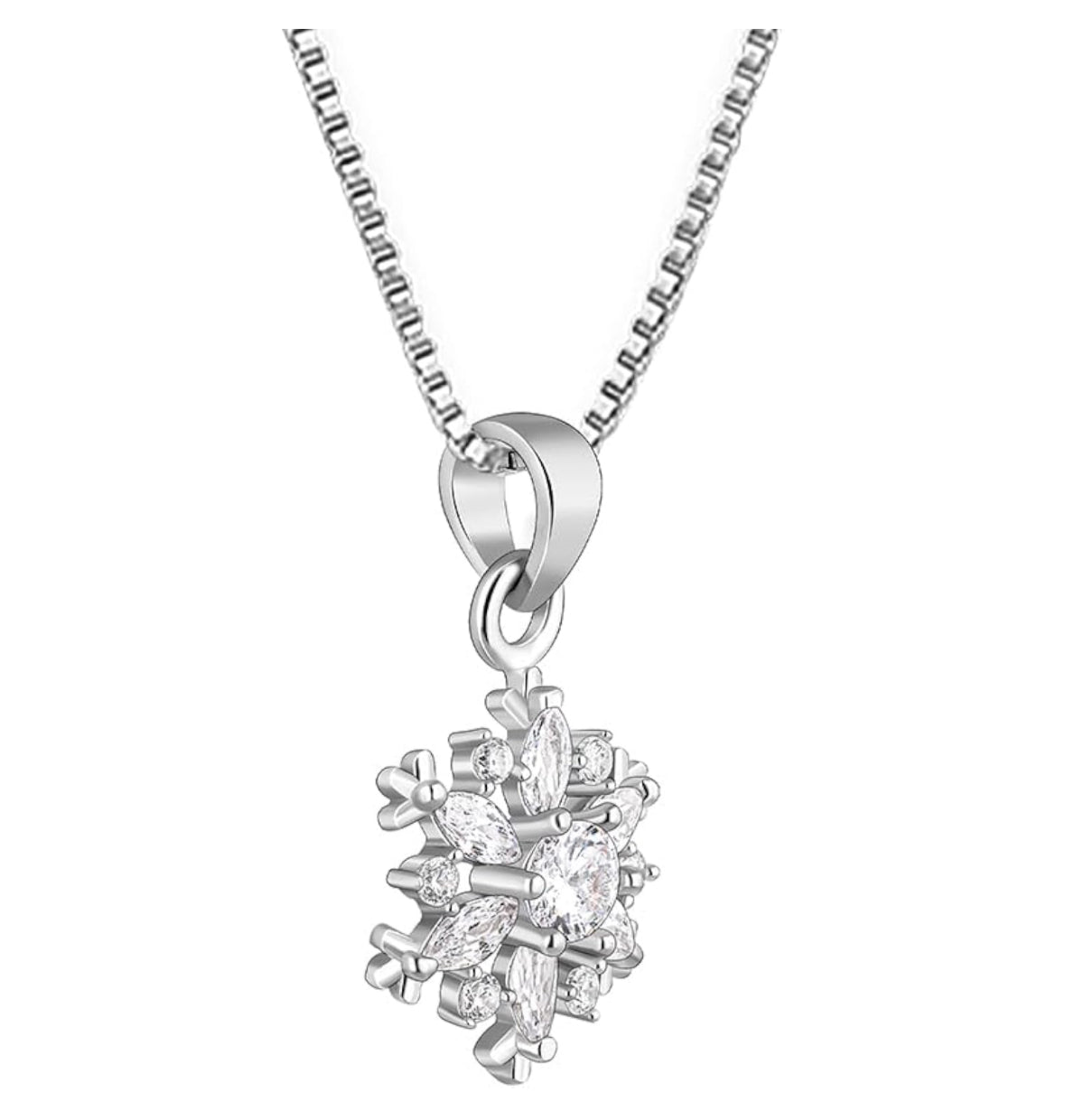 GIVA 925 Sterling Silver Snowflake Pendant Necklace (Box Chain) | Perfect Gift for Women & Girls | Includes Authenticity Certificate & 6-Month Warranty