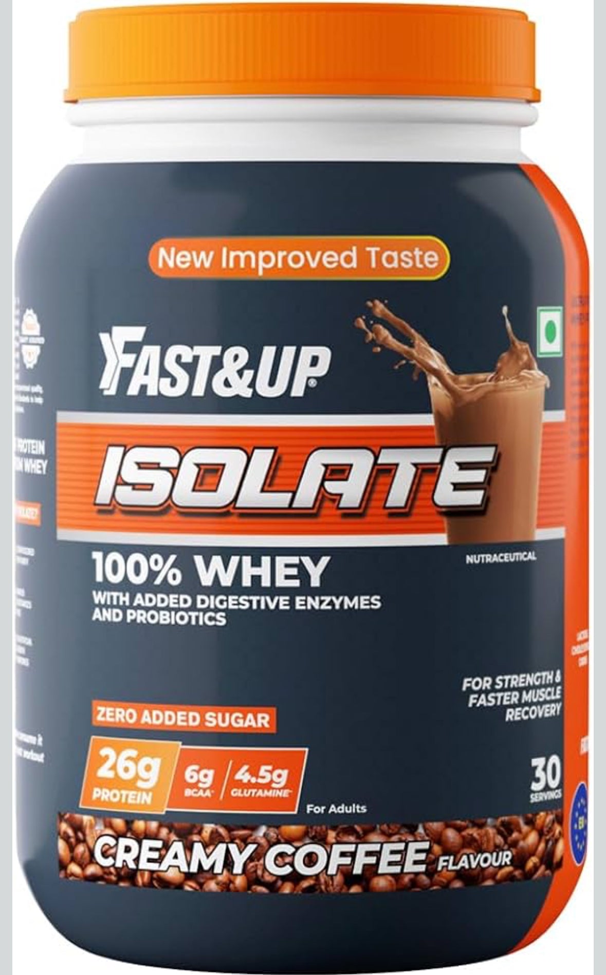 Fast&Up 100% European Whey Protein Isolate | Fast-Acting, Ultra-Low Carbs | 26g High-Quality Protein per Serve | Low Lactose, Gluten-Free | Smooth Digestion | 30 Servings | Rich Chocolate / Creamy Chocolate