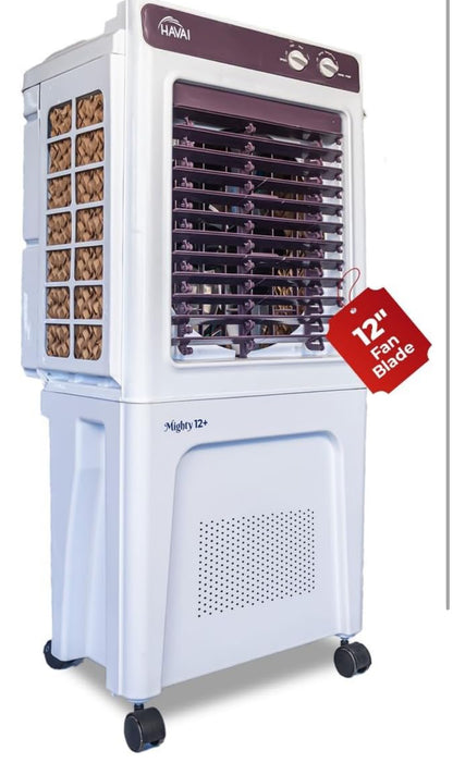 HAVAI Mighty 12+ Personal Air Cooler with 12-Inch Fan, 36-Litre Tank Capacity, 3-Side Honeycomb Pads, Auto Swing and 3 Speed Settings | High-Performance 2400 RPM Motor | Ideal for Rooms up to 200 sq. ft. | Vibrant Colour