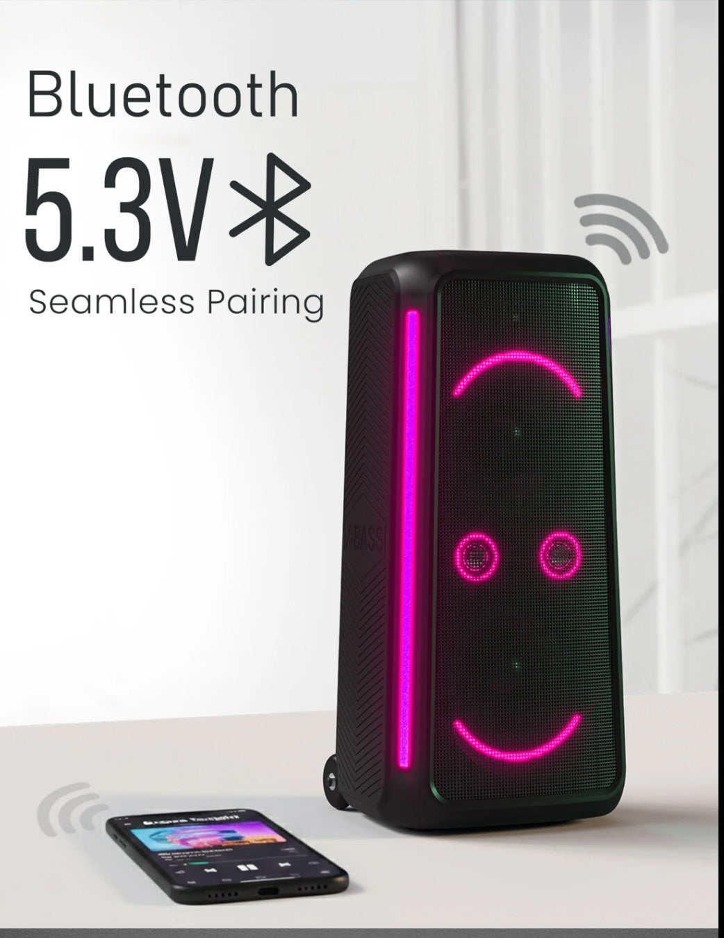 Portonics Iron Beats 5 Prime
Upto 6 Hours Playtime | Wireless Karaoke UHF Mic | Bass Boost Technology | Wheeled Party Speaker