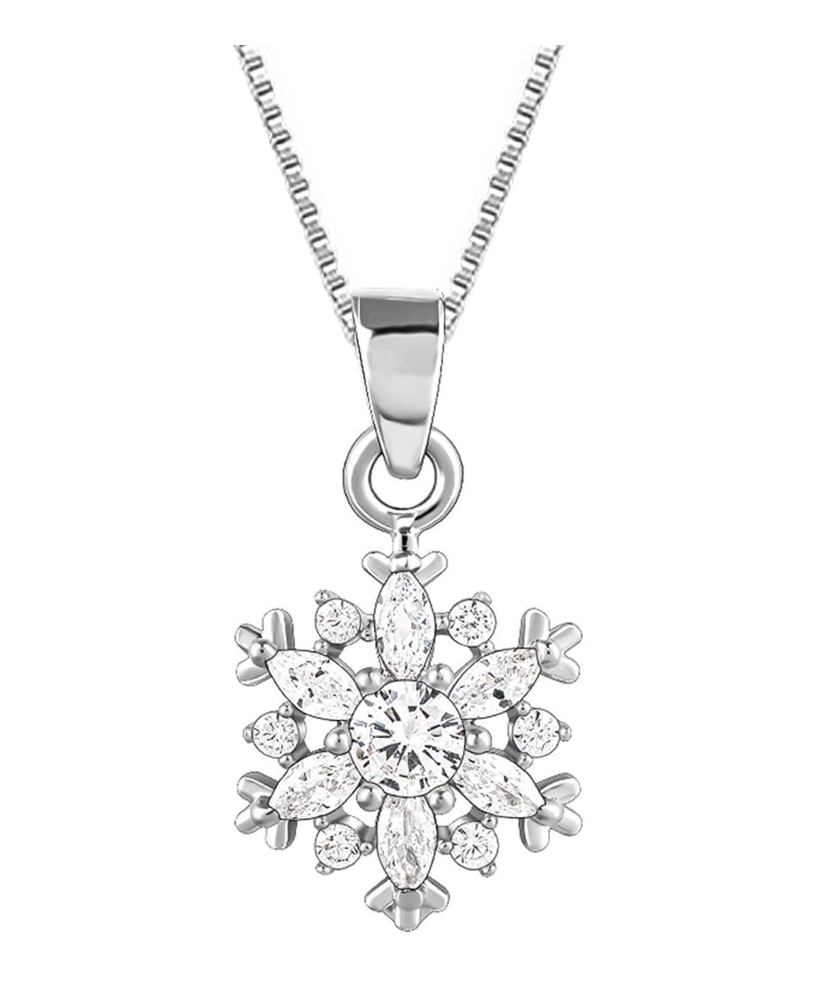 GIVA 925 Sterling Silver Snowflake Pendant Necklace (Box Chain) | Perfect Gift for Women & Girls | Includes Authenticity Certificate & 6-Month Warranty