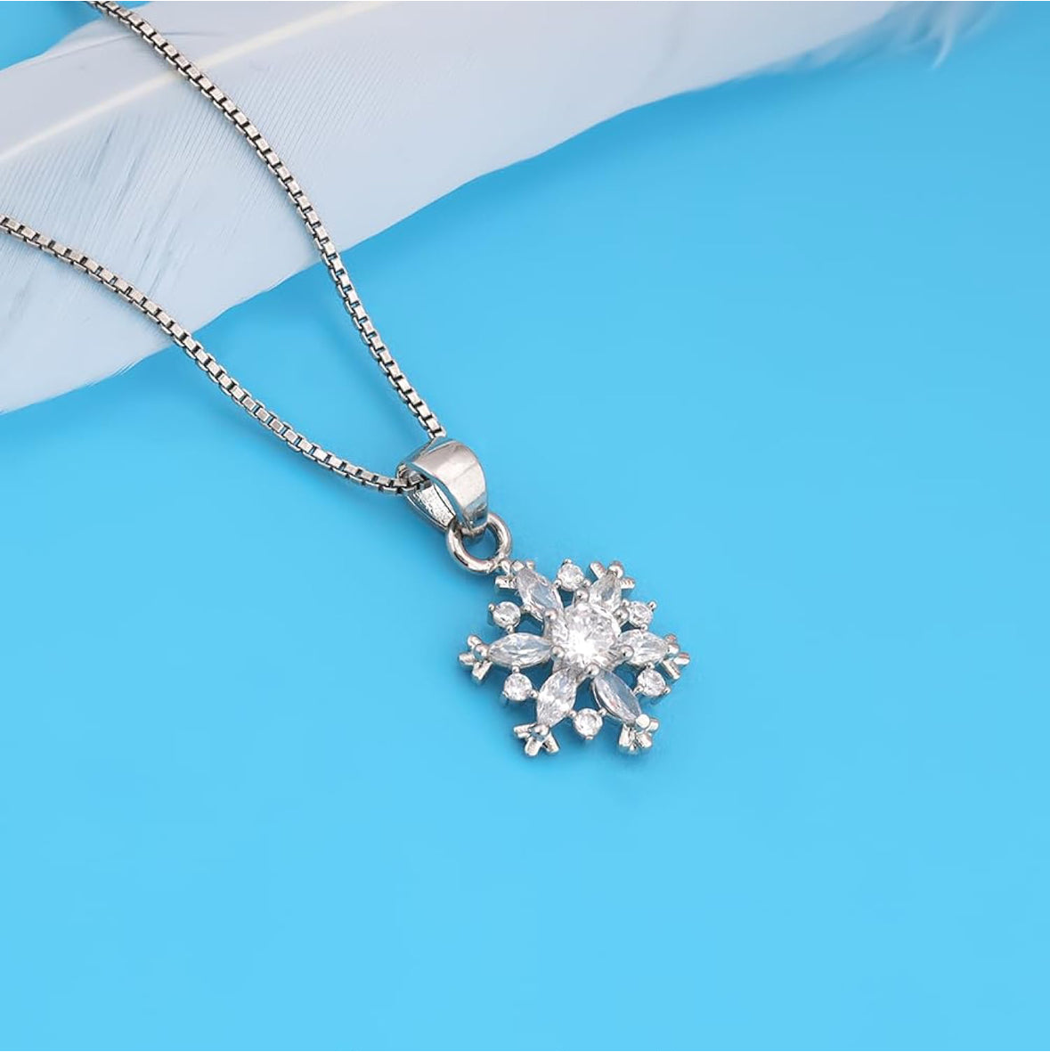 GIVA 925 Sterling Silver Snowflake Pendant Necklace (Box Chain) | Perfect Gift for Women & Girls | Includes Authenticity Certificate & 6-Month Warranty