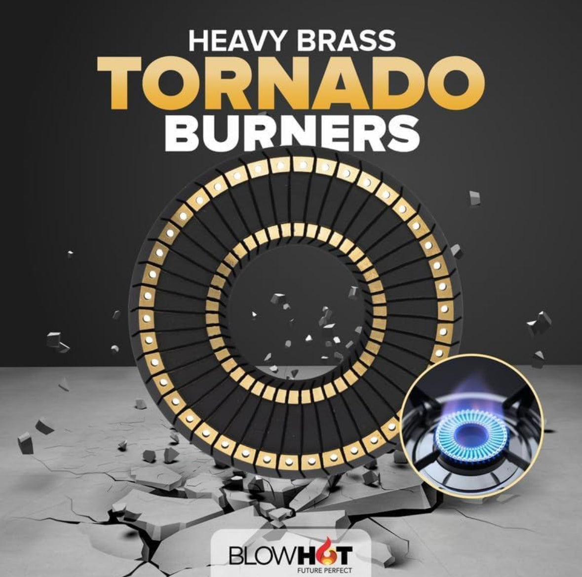 BLOWHOT Jasper 3 Burner Manual Ignition Gas Stove | Heavy Tornado Brass Burners | Toughened Glass Cooktop | ISI certified - Stainless Steel Frame - 2 Years Warranty By Blowhot - (Black)