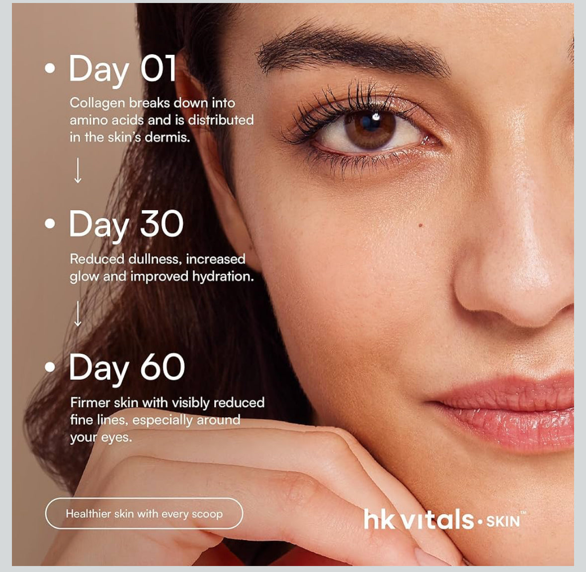 HK Vitals Skin Radiance Marine Collagen Supplement Powder | Collagen Peptides with Vitamins C & E | Supports Skin Glow & Elasticity | Orange Flavour