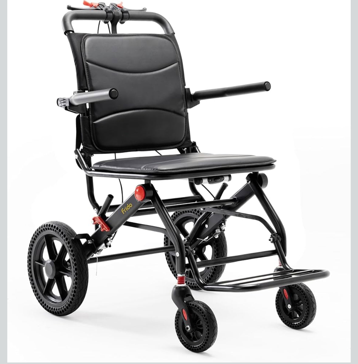Frido Travel Plus Foldable Wheelchair with Lightweight 10.5 kg Durable Frame, Designed for Easy Portability and Comfort | Ideal for Seniors, Patients and Travel Use | Compact and Easy to Store