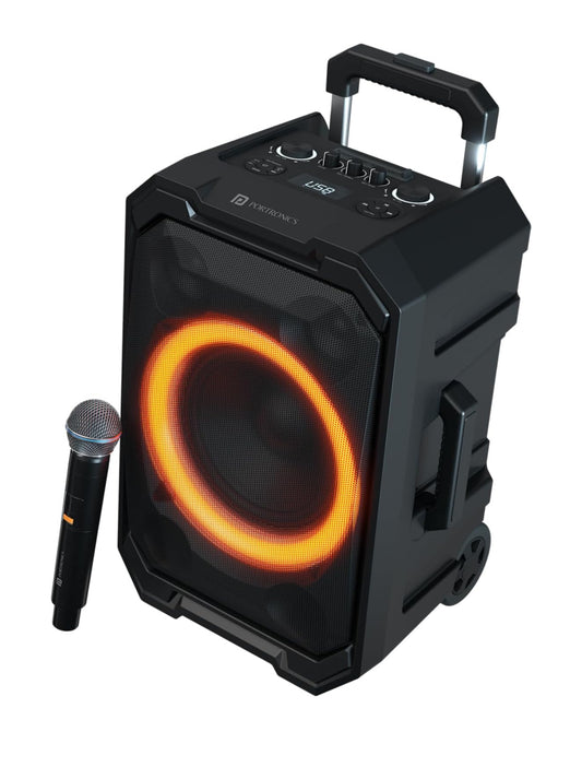 Portonics Iron Beats II
Trolley handle with Wheels | Bluetooth 5.3V | Wireless Karaoke Mic|6 Hours Playback