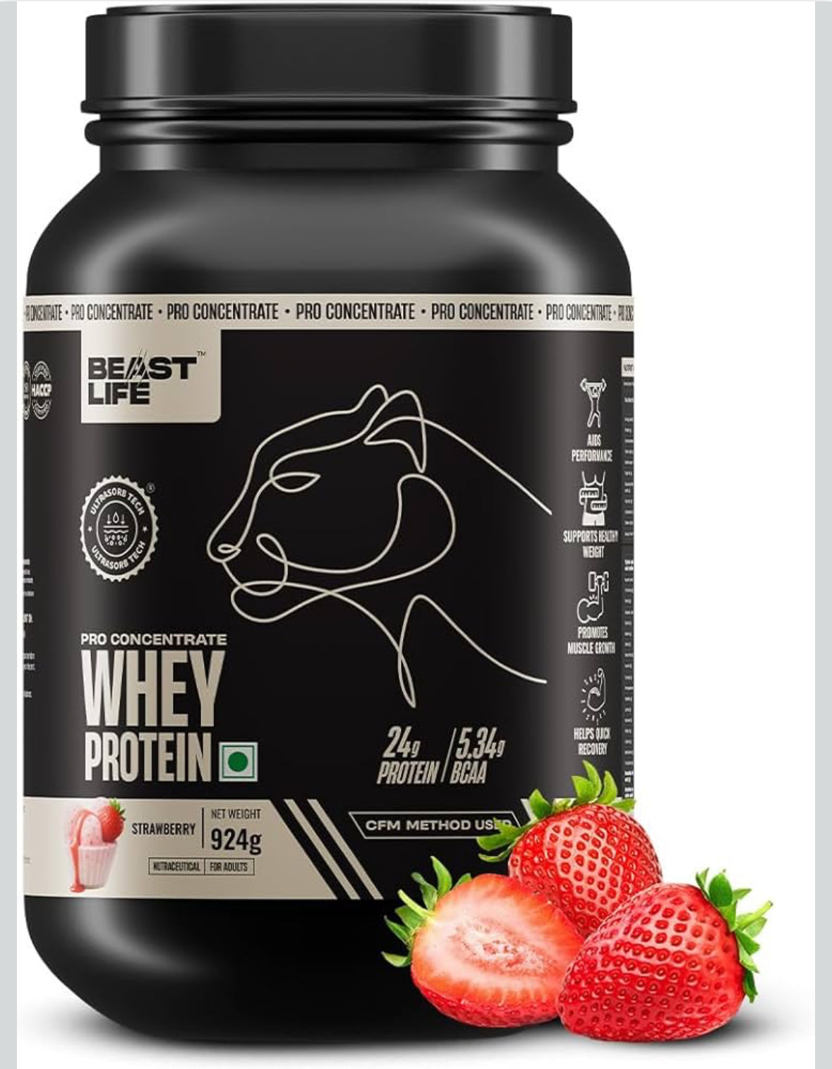 BeastLife Pro 100% Whey Protein Powder – Cookie & Cream (2 lbs) | 24g Protein & 5.3g BCAAs | Fast Absorption | Muscle Growth & Recovery | No Bloating | NABL Lab Certified