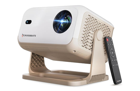 Crossbeats Lumex Cine Smart Home Projector | 4K Ultra HD Support, Native 1080p | 16,000 Lumens | Android OS with Built-in Netflix, Prime Video & YouTube | Portable Mini Projector with Speaker, Wi-Fi | Up to 300″ Display