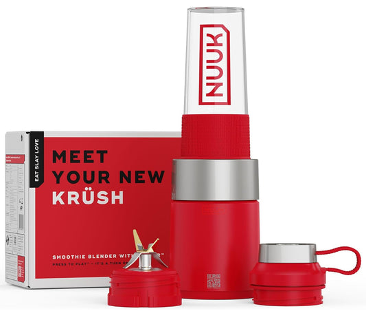 NUUK KRUSH Blender Mixer Grinder | 500W High-Speed Personal Blender with 24,500 RPM | 6-Blade Design | Compact Mixer for Kitchen, Office & Fitness Use | BPA-Free 460 ml Go Jar™ | Durable Titanium Alloy Construction
