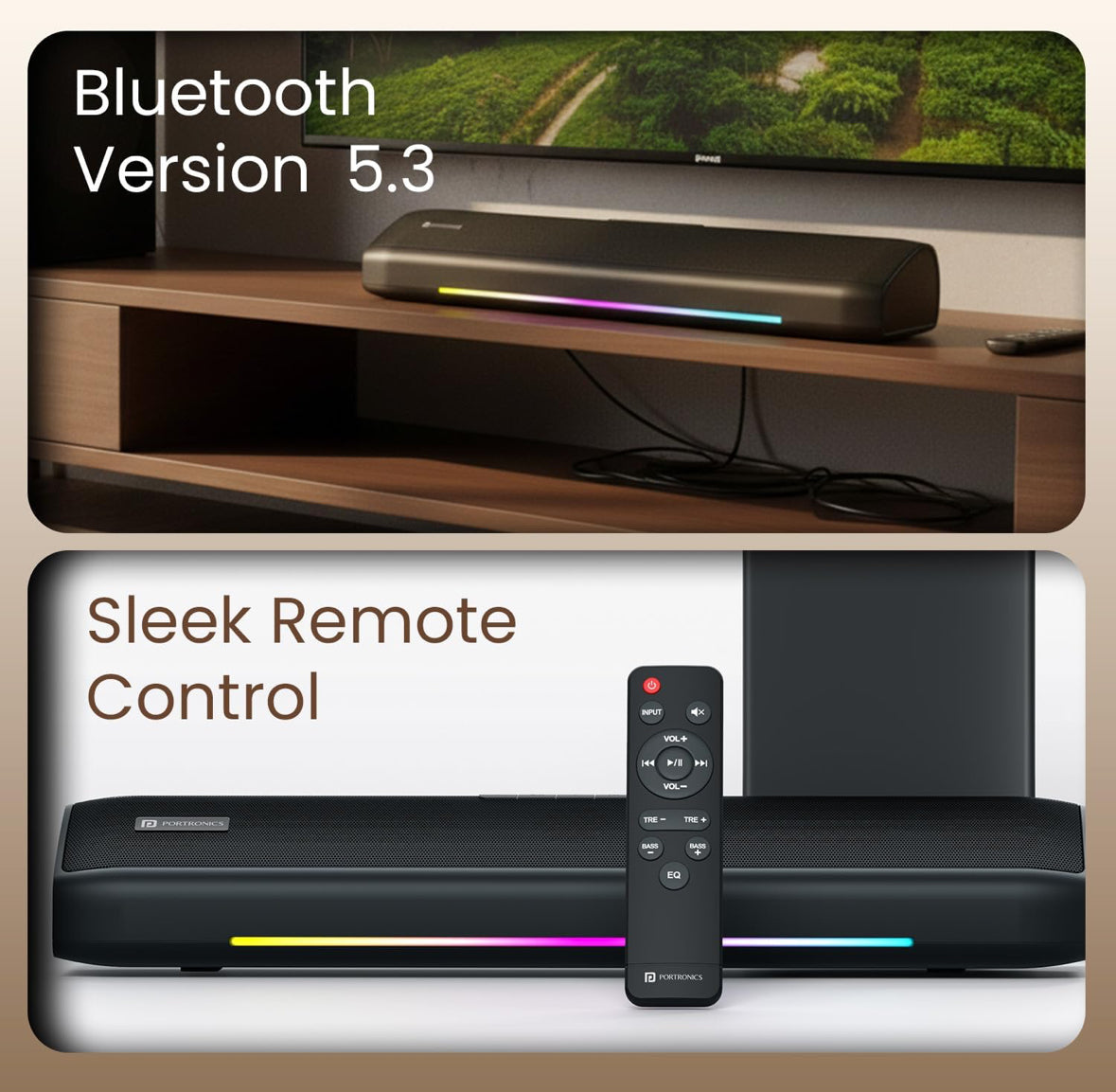 Portonics                                      Zuno- Deep Bass| Bluetooth Version 5.3 | Multiple EQ Mode | Sleek Remote Control